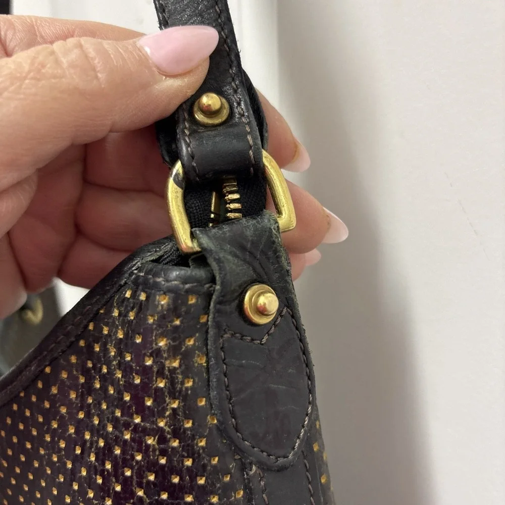 Dooney and‎ Bourke | Black and Gold Women's Bag, Vintage Cabrio Leather Hobo
